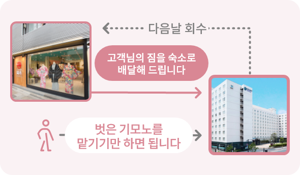 고객님의 짐을 숙소로 배달해 드립니다 - 벗은 기모노를 맡기기만 하면 됩니다 - 다음날 회수